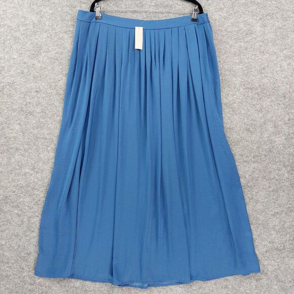 Chicos Skirt Sz 3 US16 Blue Pleated Maxi Flowy Lightweight Dressy Wear to Work - Picture 11 of 12